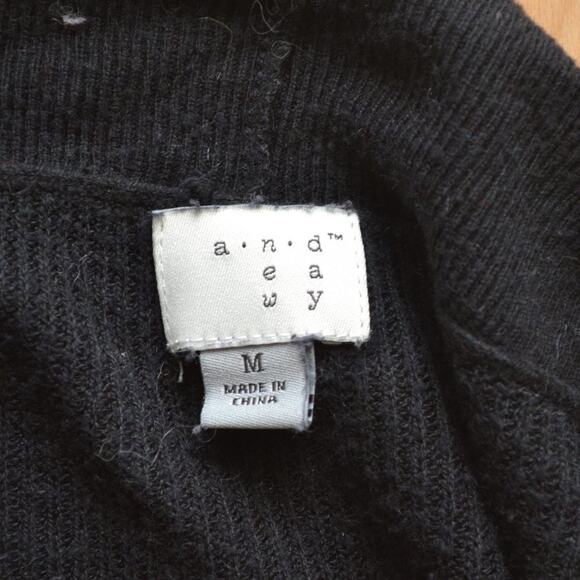 A New Day Sweater Black and White Stripes Size Medium (Women's) Quarter Sleeve - Picture 2 of 3